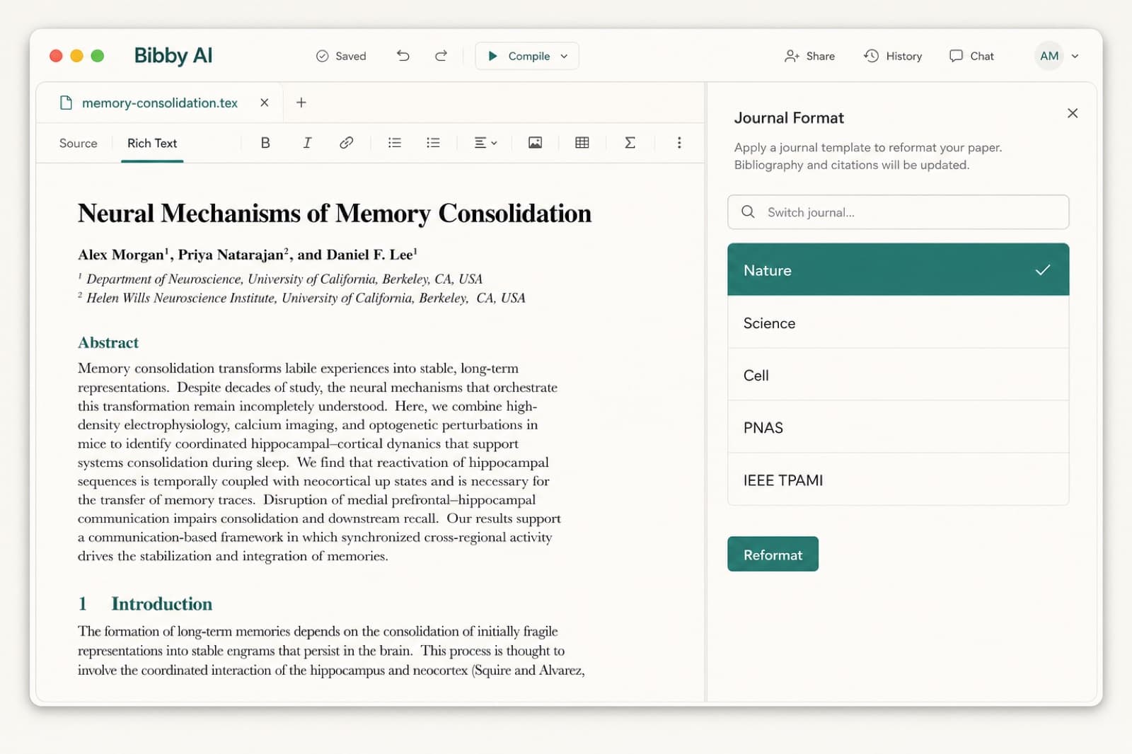 Switching a manuscript to another journal in Bibby Journal Format