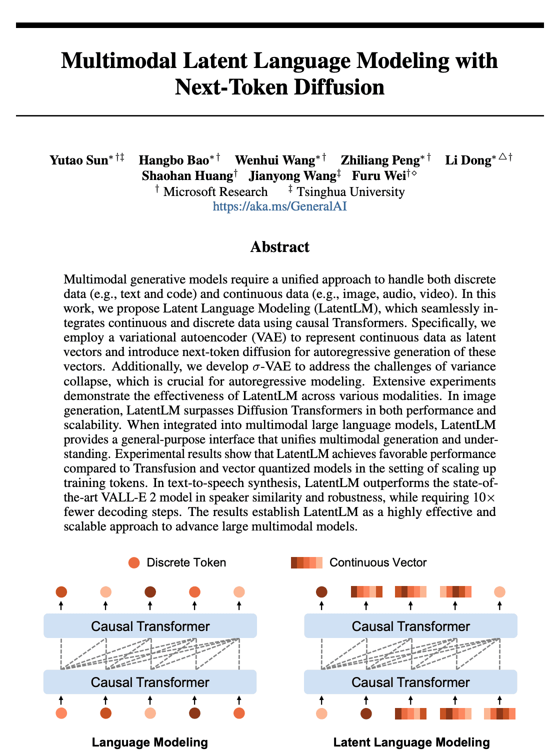 Multimodal Latent Language Modeling with Next-Token Diffusion