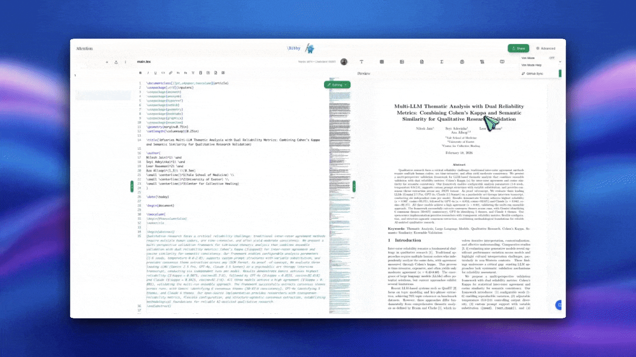GitHub sync demo — push and pull LaTeX projects
