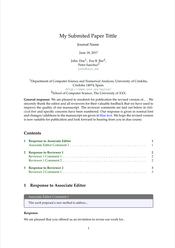 A For Response Letter preview
