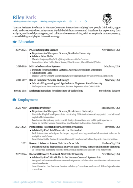 Academic CV preview