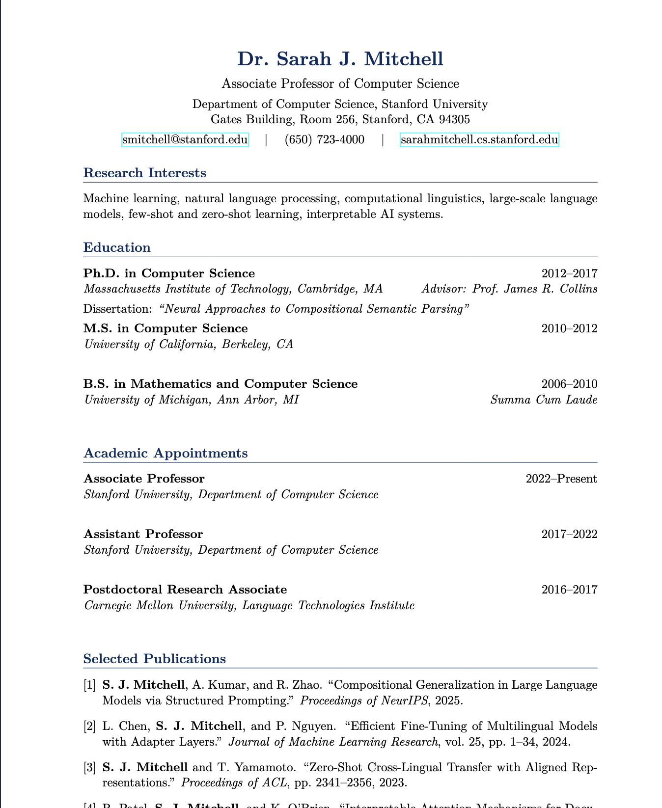 Academic CV preview