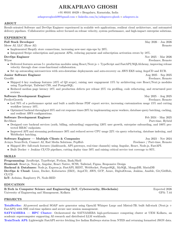 Ark Resume preview