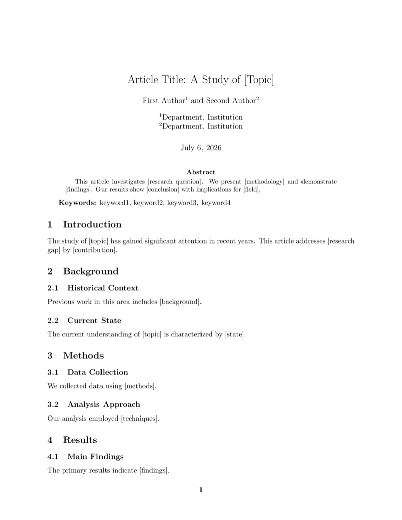 Article Template preview