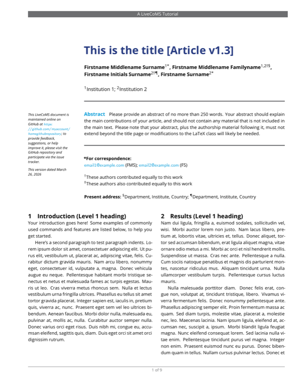 Article Templates preview