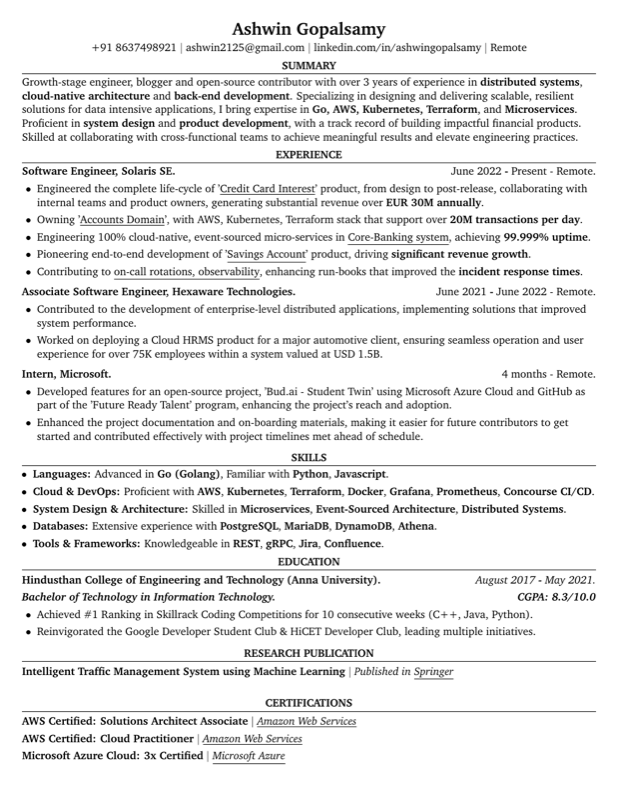 Ats Resume preview