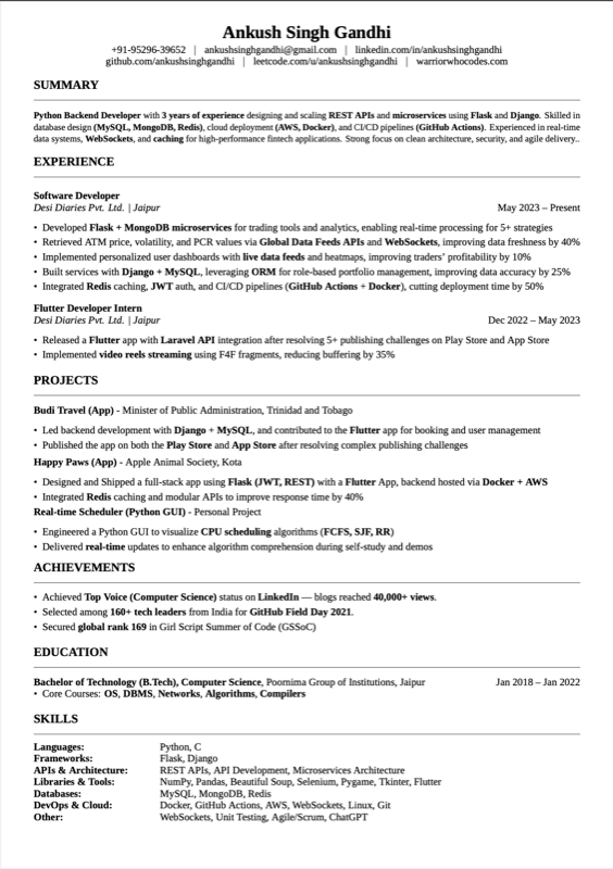 Ats Resume preview