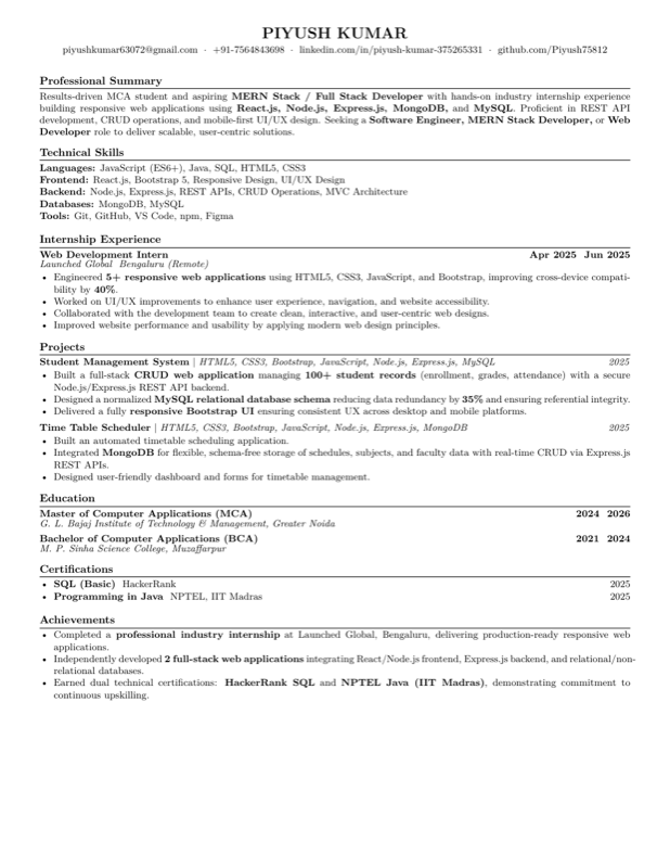 ATS Resume preview