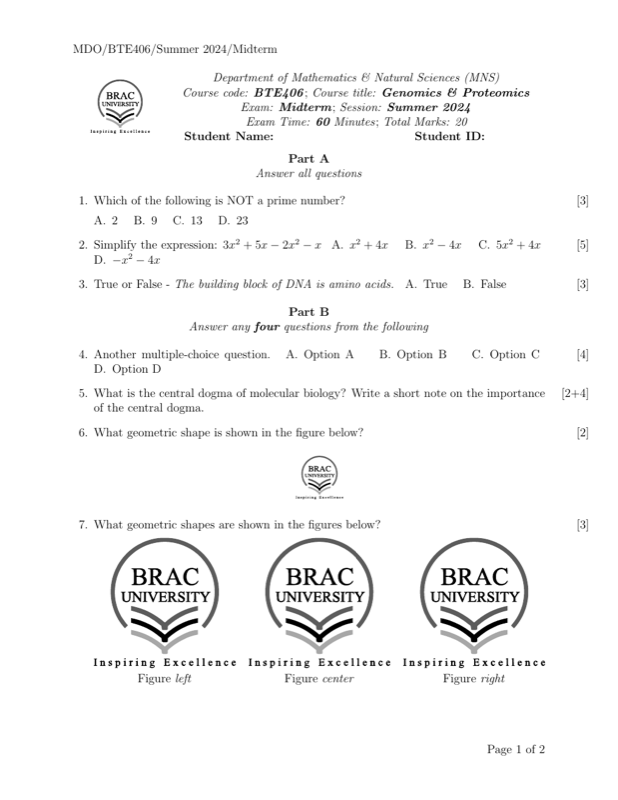 Bracu Exam preview