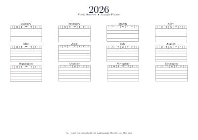 Yearly Calendar preview