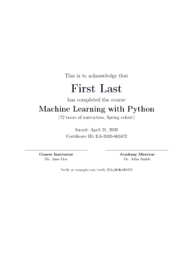 Certificate of Completion preview