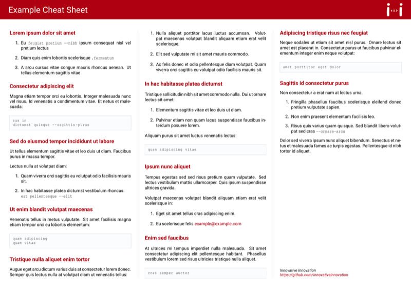 Cheatsheet preview