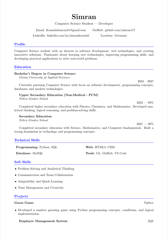 Computer Science Portfolio preview