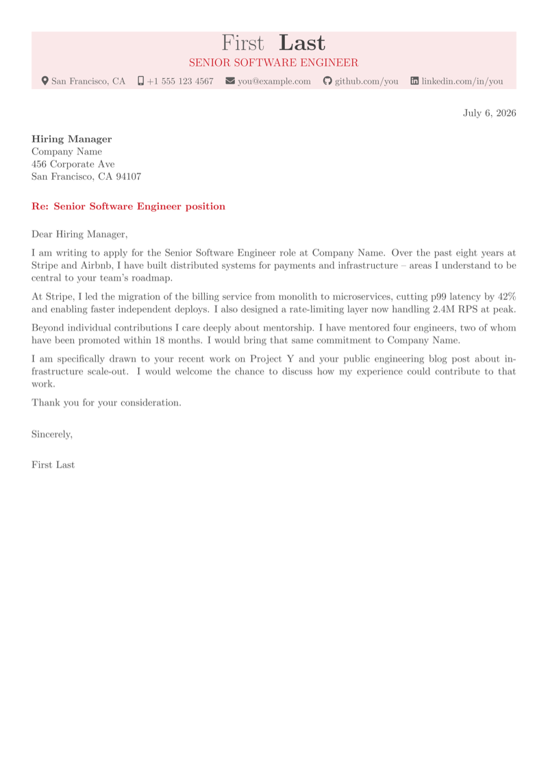 Awesome CV Cover Letter preview