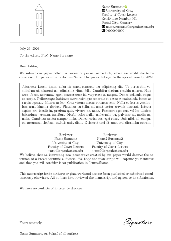 Cover Letter preview