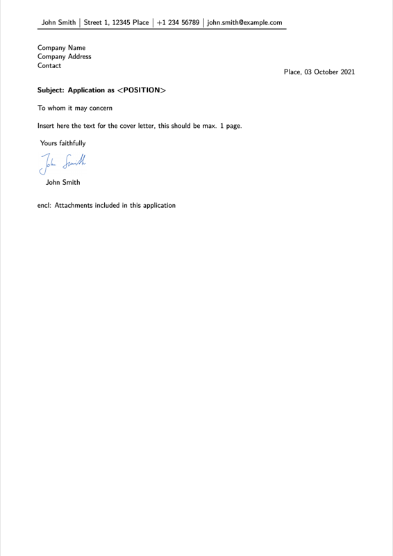 Cover Letter preview