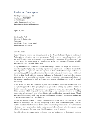 Cover Letter preview