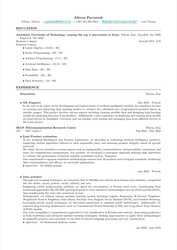 CV Alireza Parvaresh preview