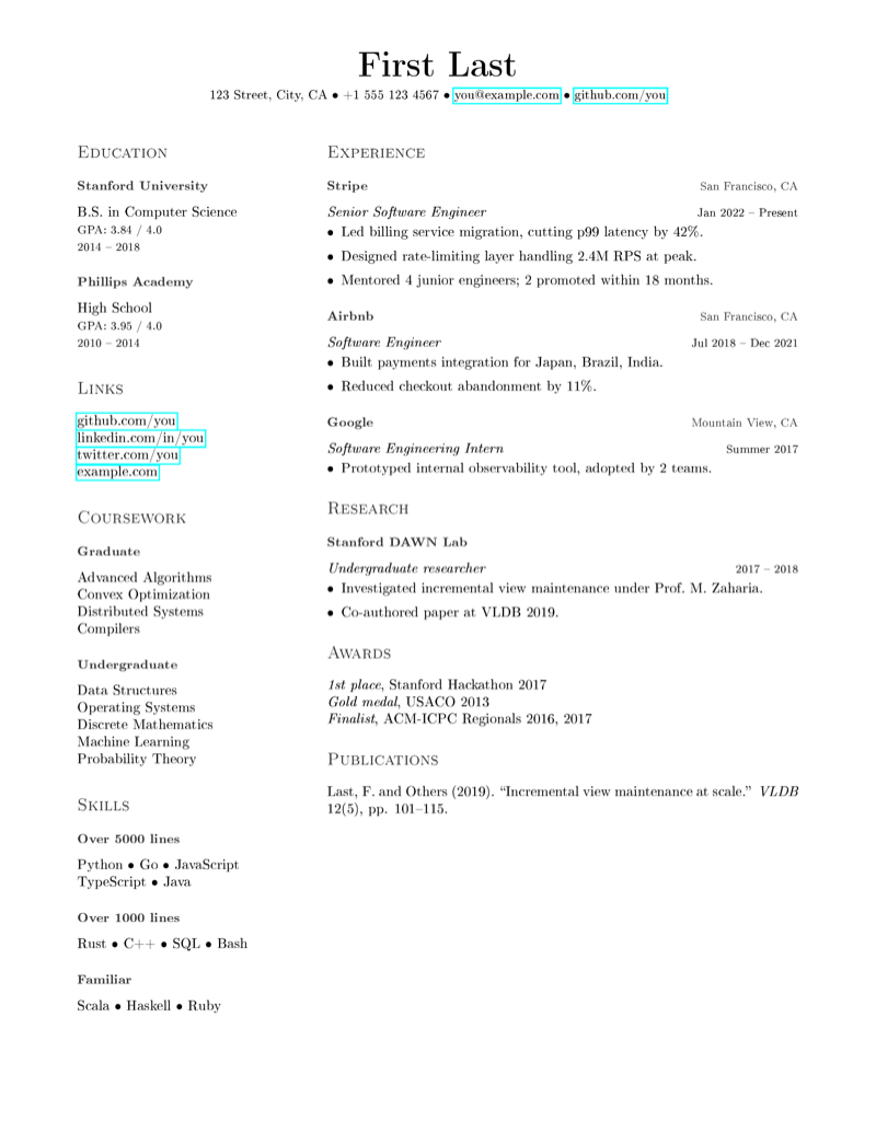 Deedy Resume preview
