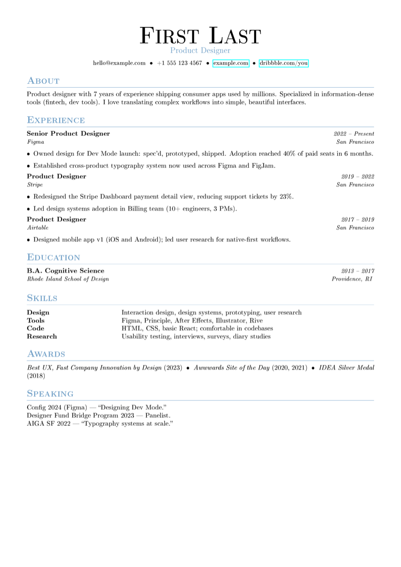 Simple Hipster CV preview