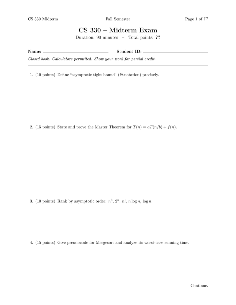 Standard Exam preview