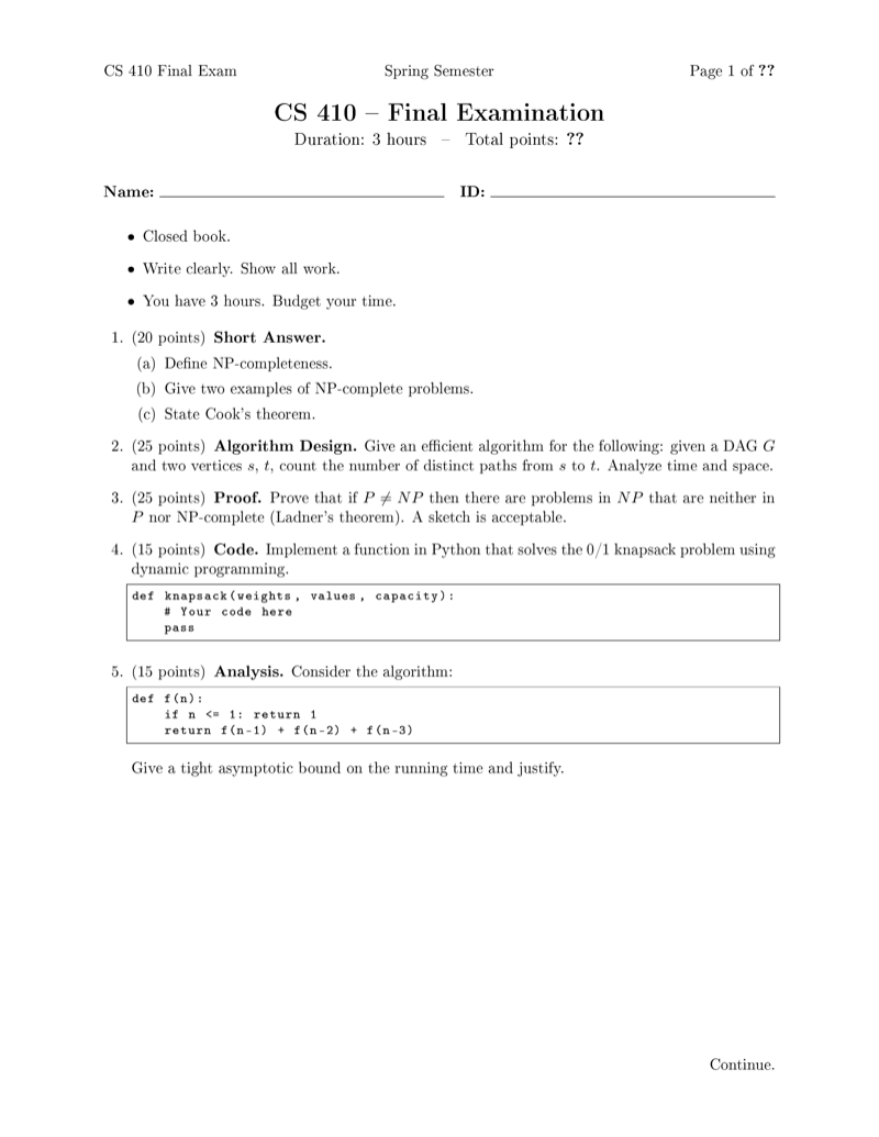 Comprehensive Final Exam preview