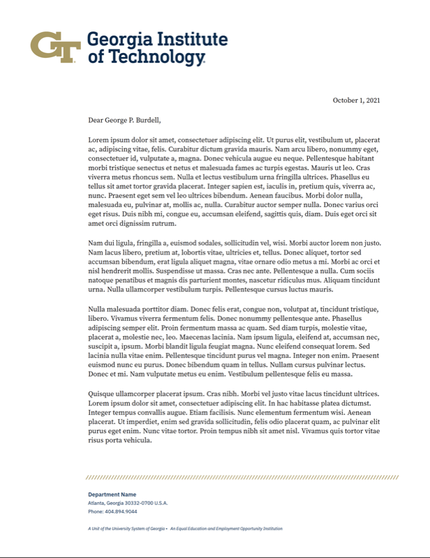 Georgia Tech Letterhead preview