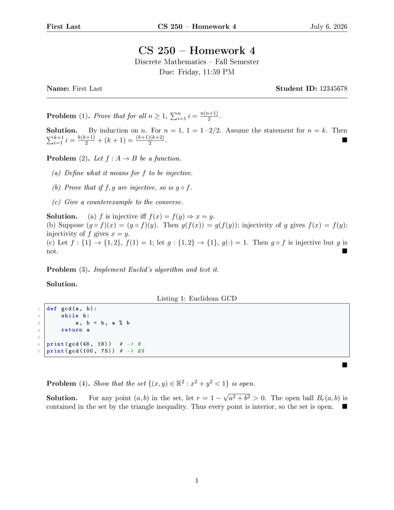 Simple Homework Template preview