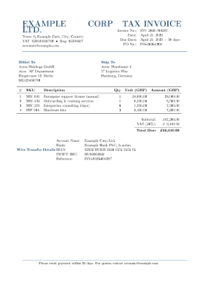 Corporate Invoice preview