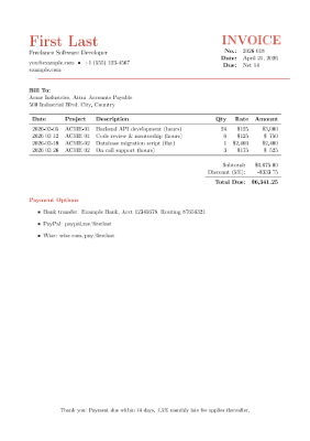 Freelance Invoice preview