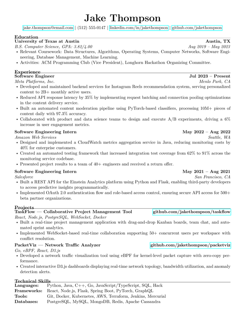 Jake's Resume preview