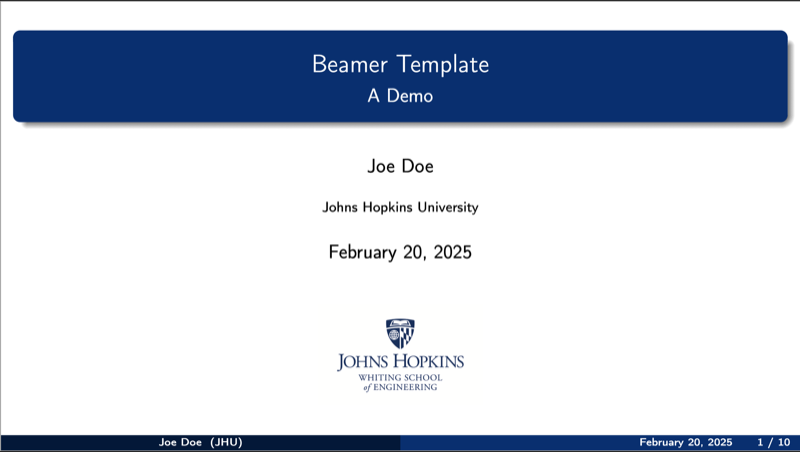 JHU Beamer preview