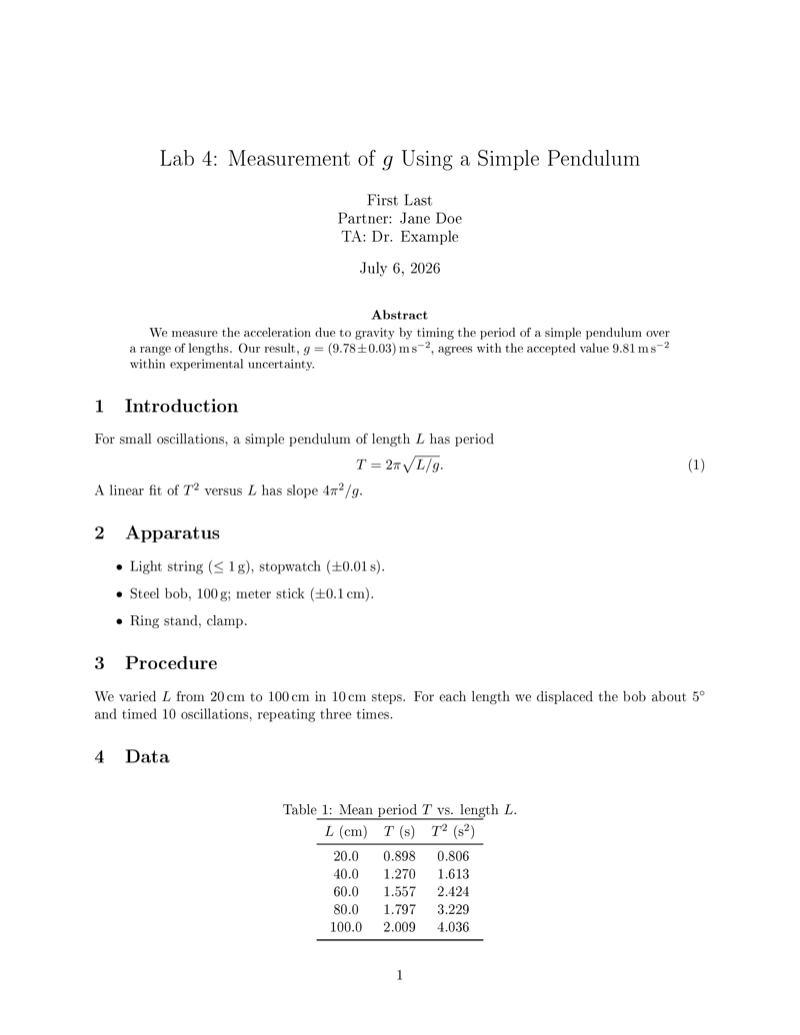 Physics Lab Report preview