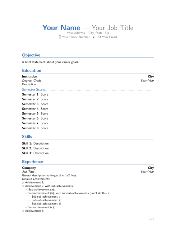 CV Tempelates Using GPT4 preview
