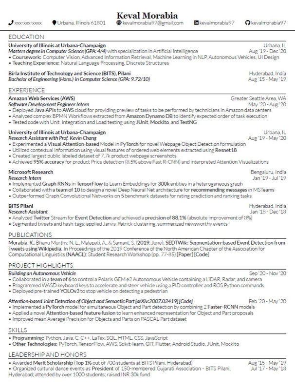 Resume Keval Morabia preview