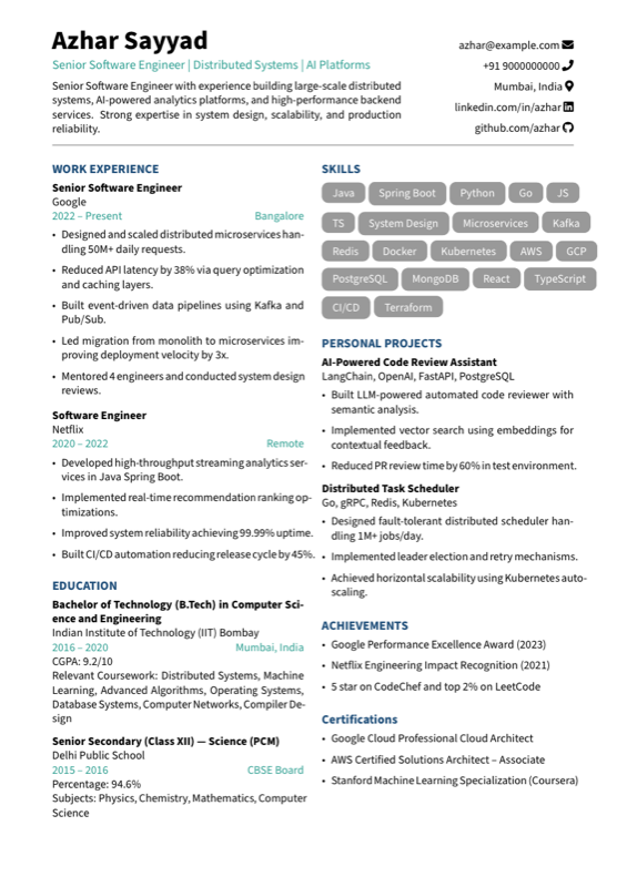 Resume preview