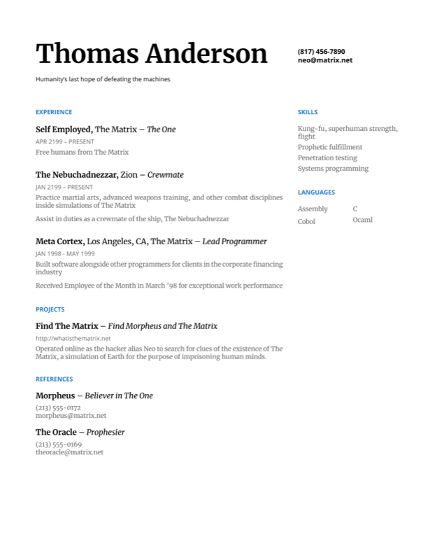 Resume preview