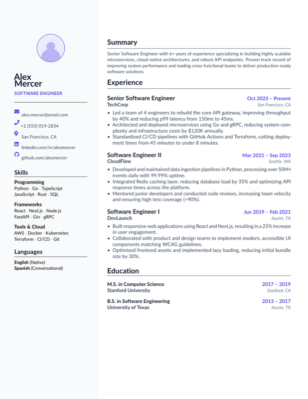 Resume preview