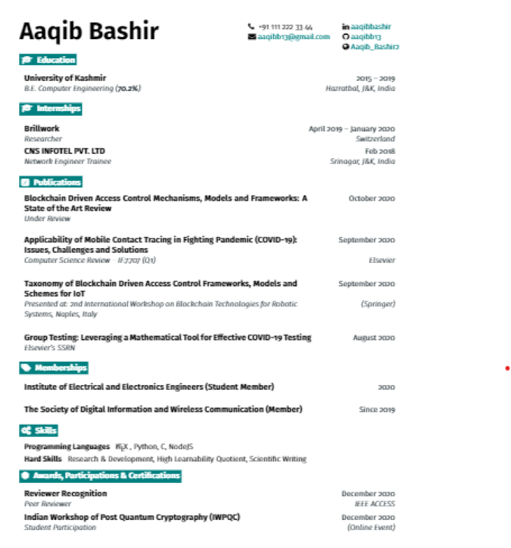 For Resume preview