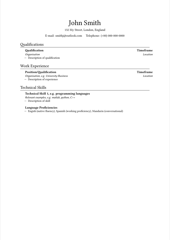 LaTeXCVTemplate preview