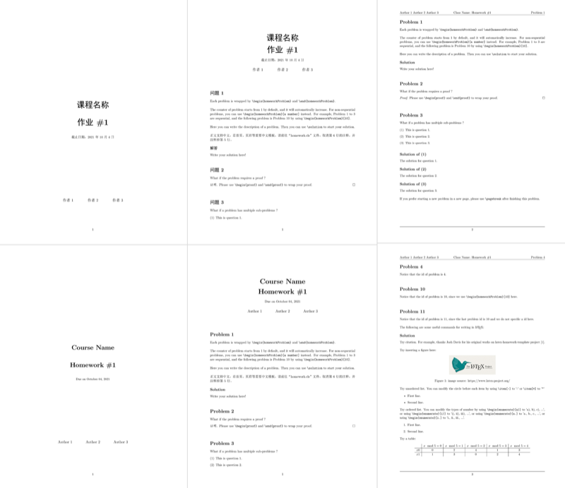 LatexHomeworkTemplate preview