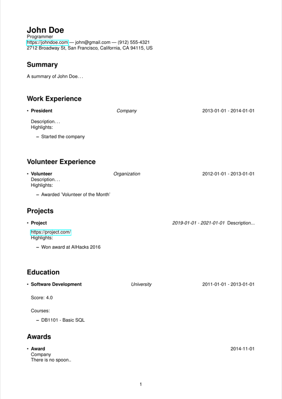 Latexresume preview