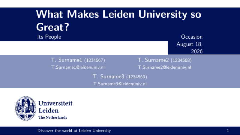 Leiden University Beamer Old preview