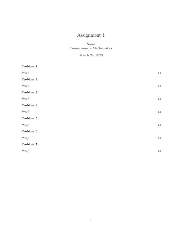 Math Assignment preview