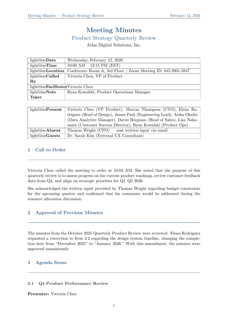 Meeting Minutes preview