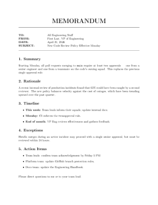 Internal Memo preview