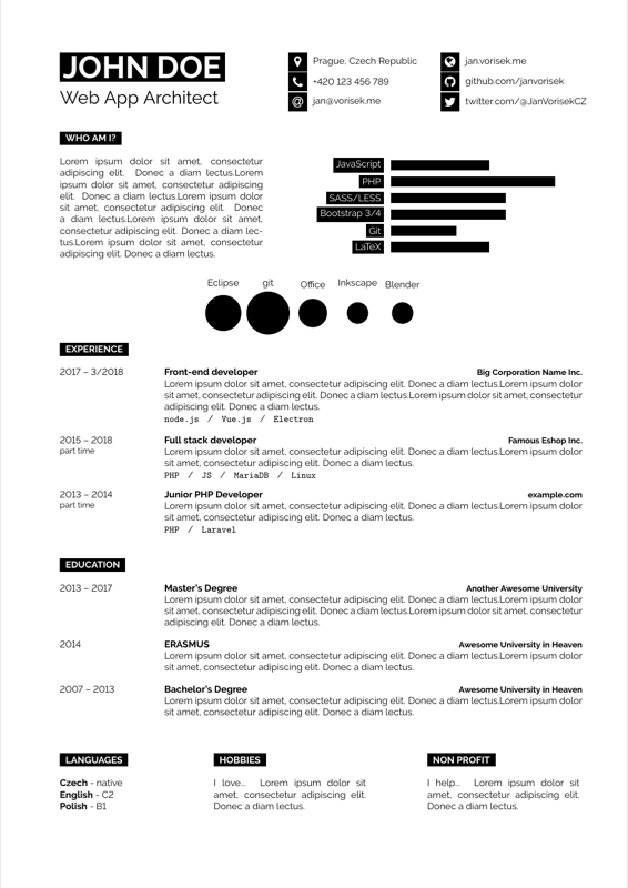 Minimal Cv preview
