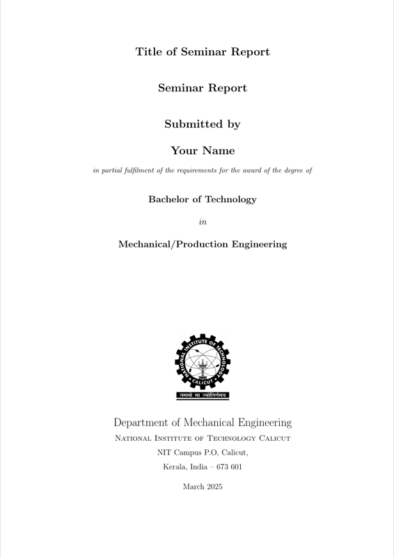 NITC ME Seminar Report preview