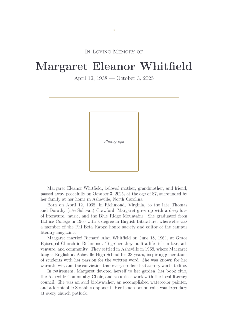 Obituary preview