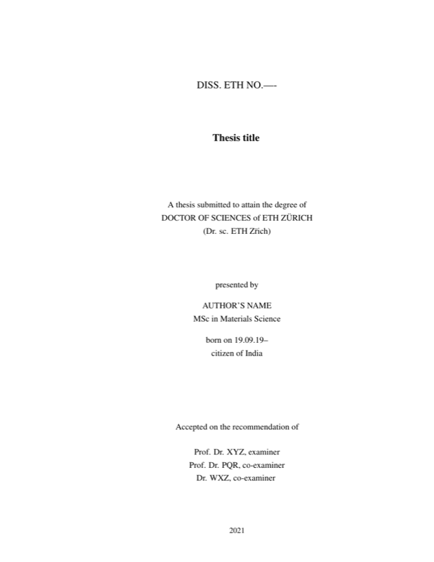 PhD. Thesis ETH Zurich preview